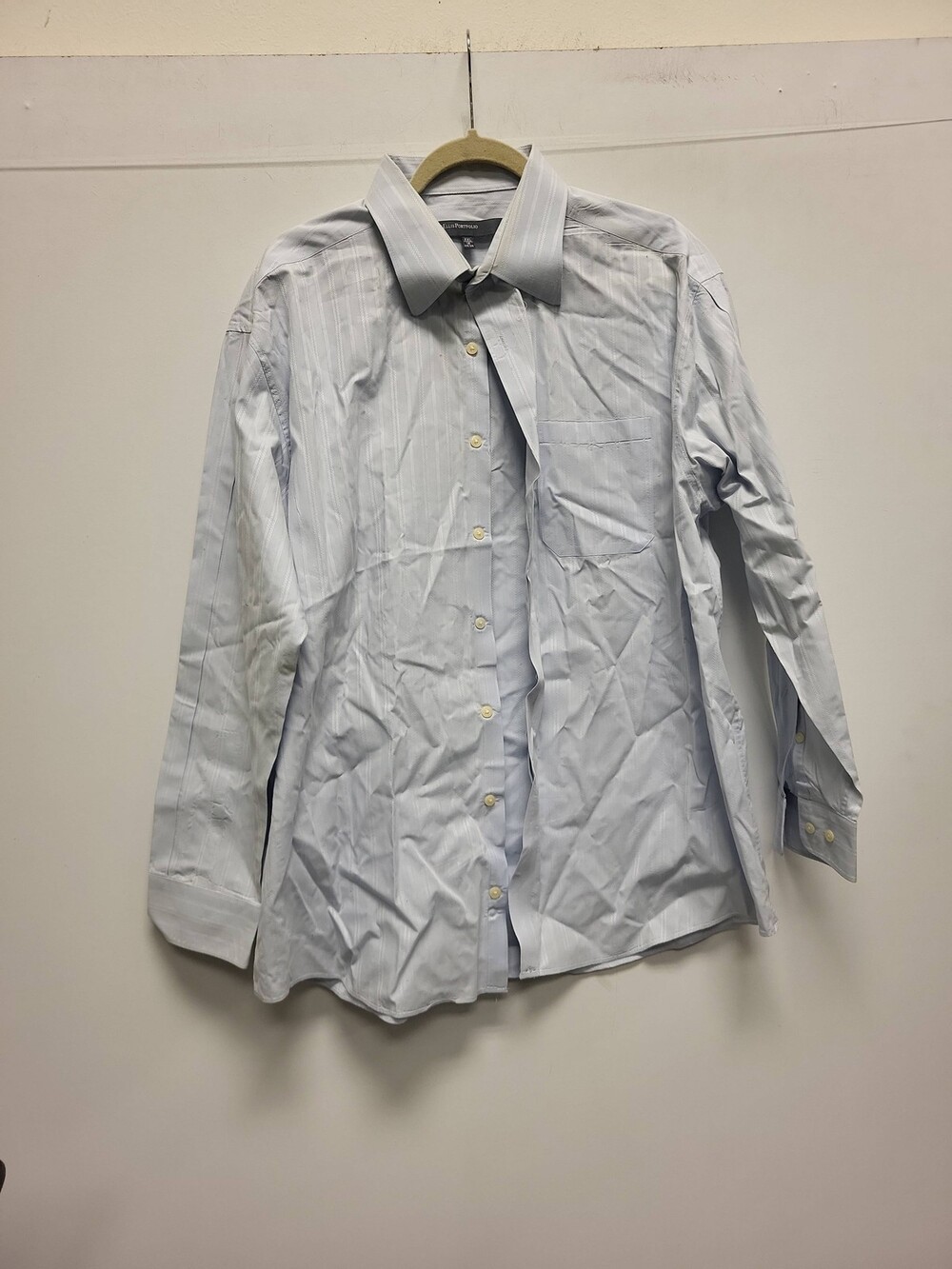 Perry Ellis Portfolio XXL Dress Shirt 18 34/35 Blue Striped Long Sleeve Menswear